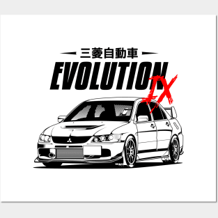 Lancer Evolution IX (white print) Posters and Art